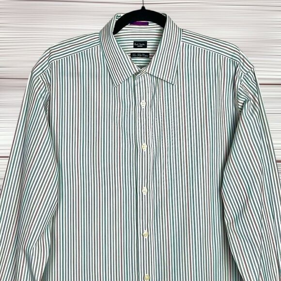 Paul Smith London Cotton Shirt Button Down White Striped Made in Italy 16,5 (42) - Picture 5 of 13